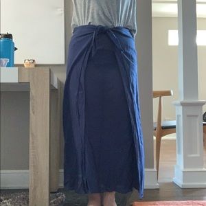 Blue Tie Front Maxi Skirt